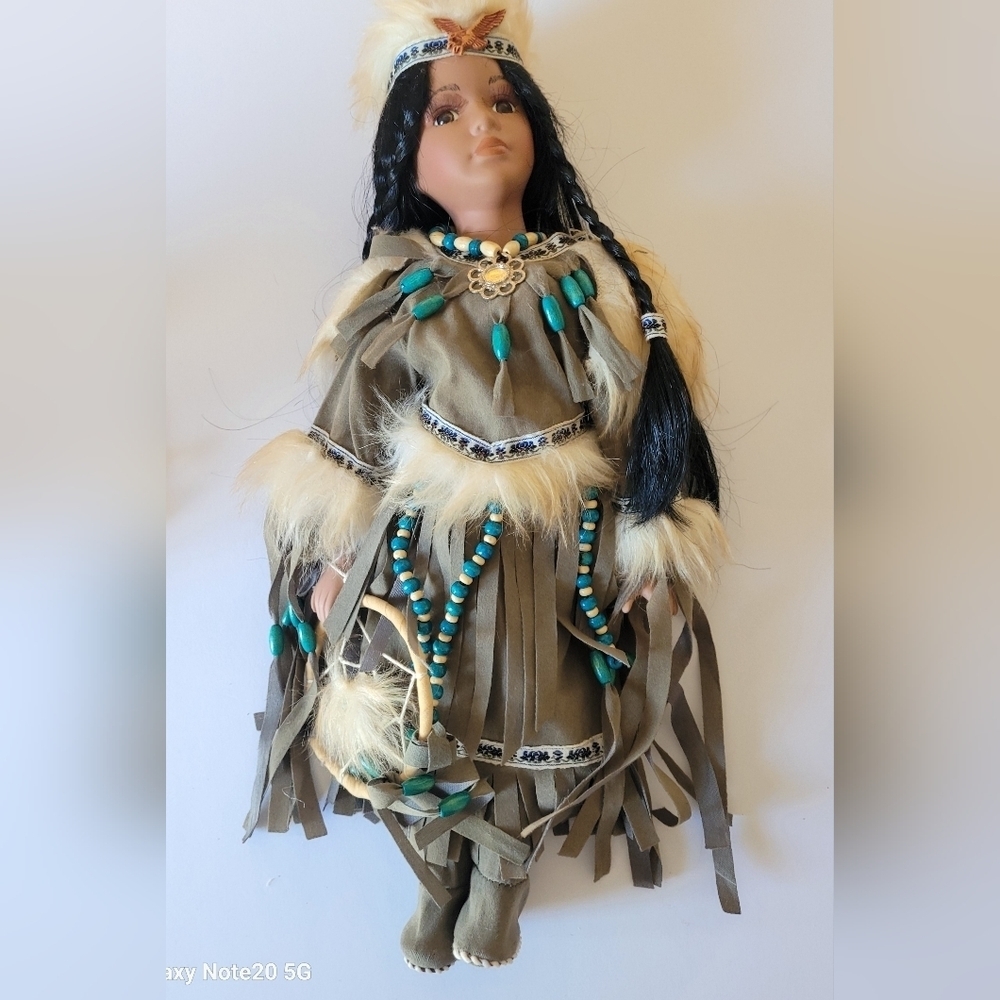 VINTAGE 17" Native American porcelain doll